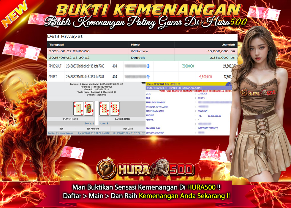 BUKTI JACKPOT BACCARAT 2 TERPERCAYA DI INDONESIA TGL 22-06-2025